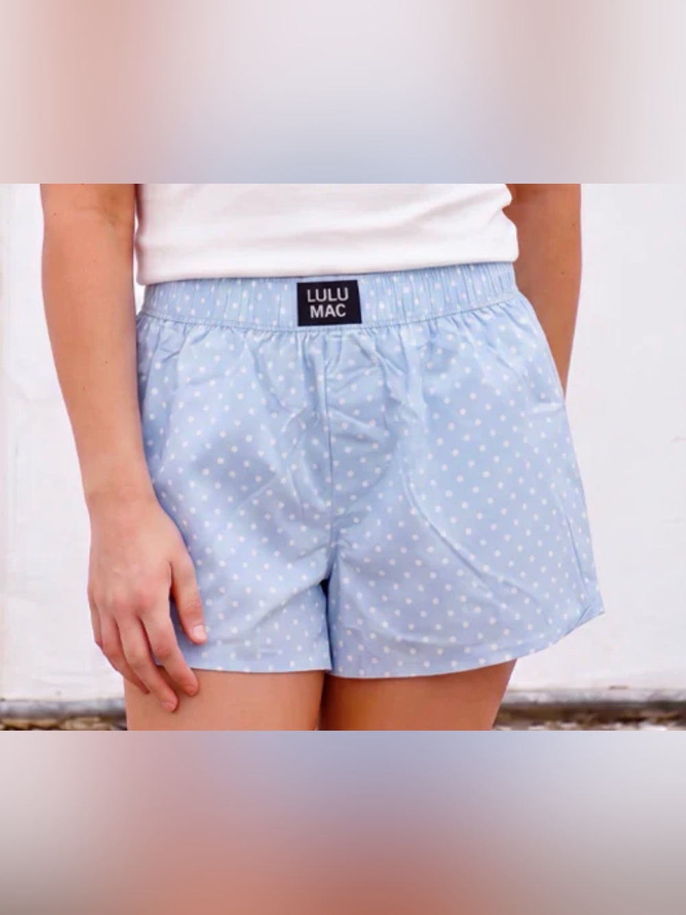 LULU MAC LIGHT BLUE MINI POLKA DOT BOXER SHORTS